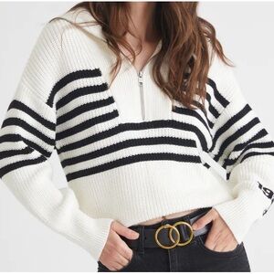 525 NORAH 1983 STRIPE HALF-ZIP SWEATER NWOT